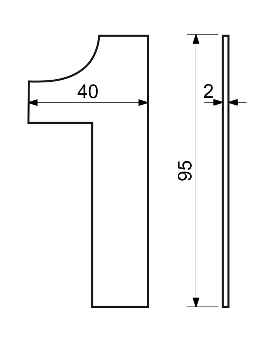 číslo domovní č.1  95mm nerez ČER 0.04 Kg MTA MAXMIX Sklad14 495106