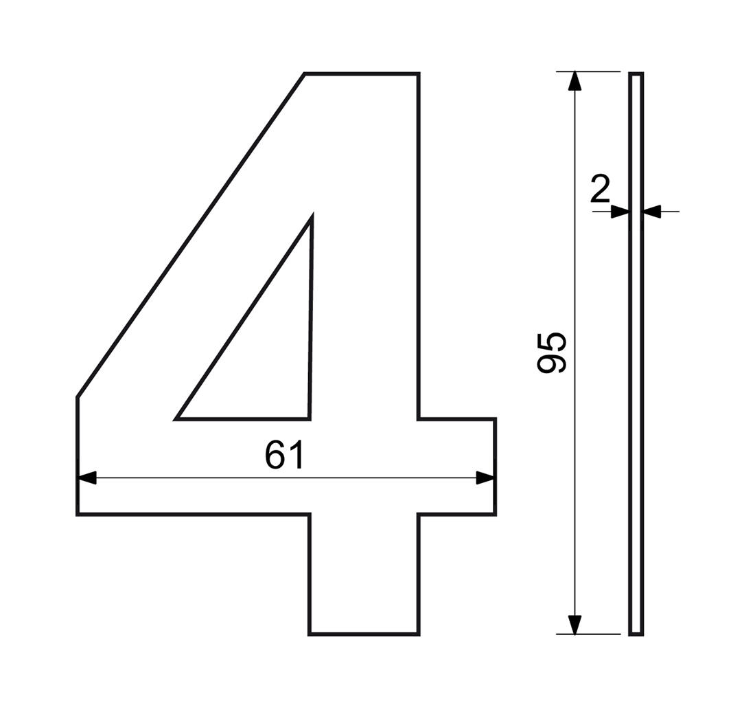 číslo domovní č.4  95mm nerez ČER 0.06 Kg MTA MAXMIX Sklad14 495109