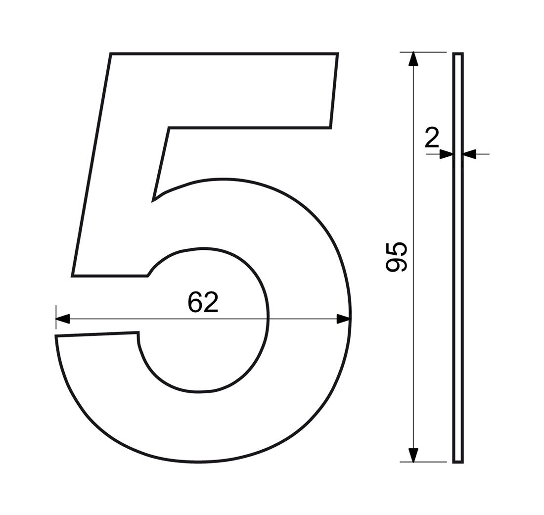 číslo domovní č.5  95mm nerez ČER 0.06 Kg MTA MAXMIX Sklad14 495110