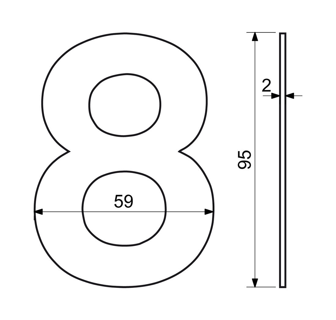 číslo domovní č.8  95mm nerez ČER 0.06 Kg MTA MAXMIX Sklad14 495113