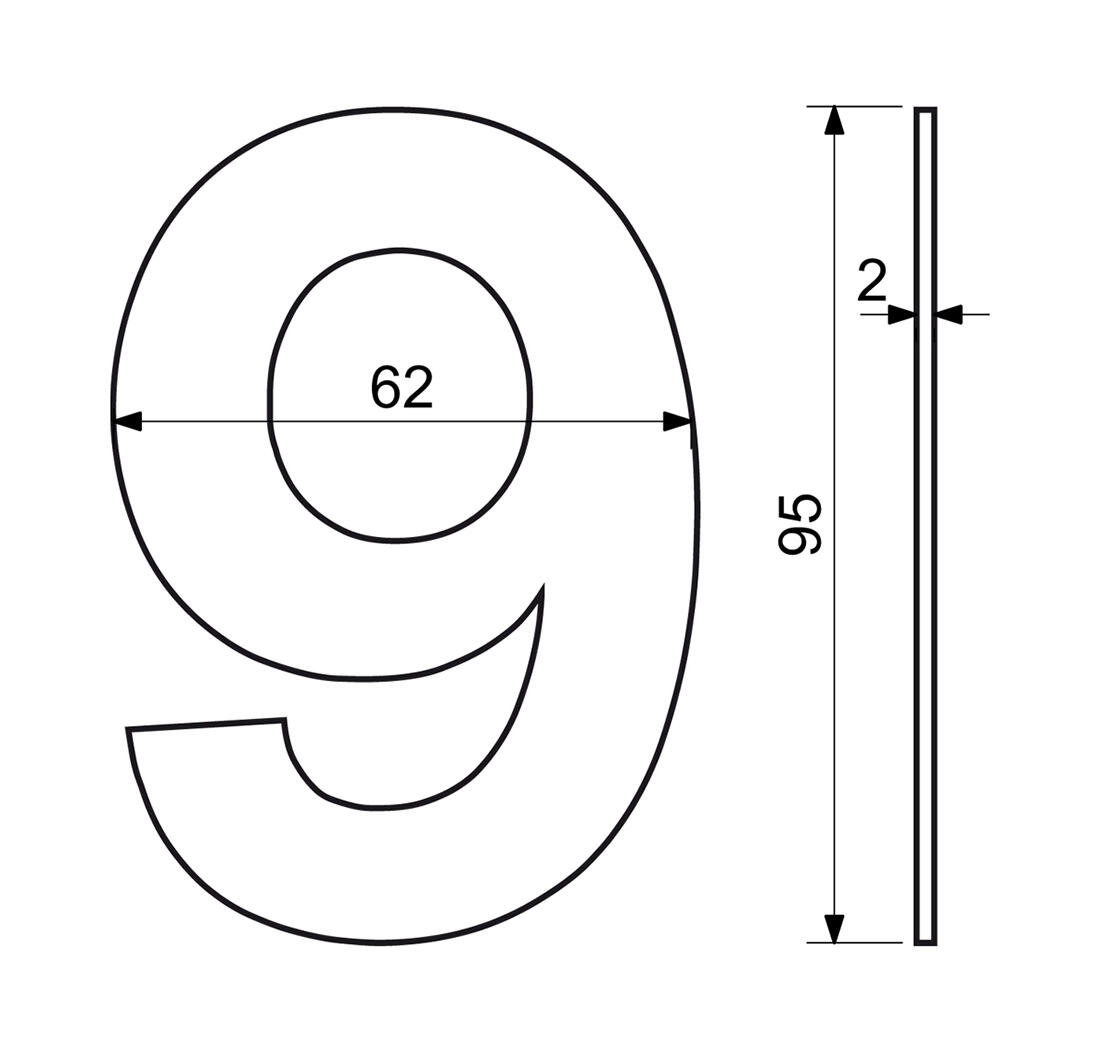 číslo domovní č.9  95mm nerez ČER 0.05 Kg MTA MAXMIX Sklad14 495114