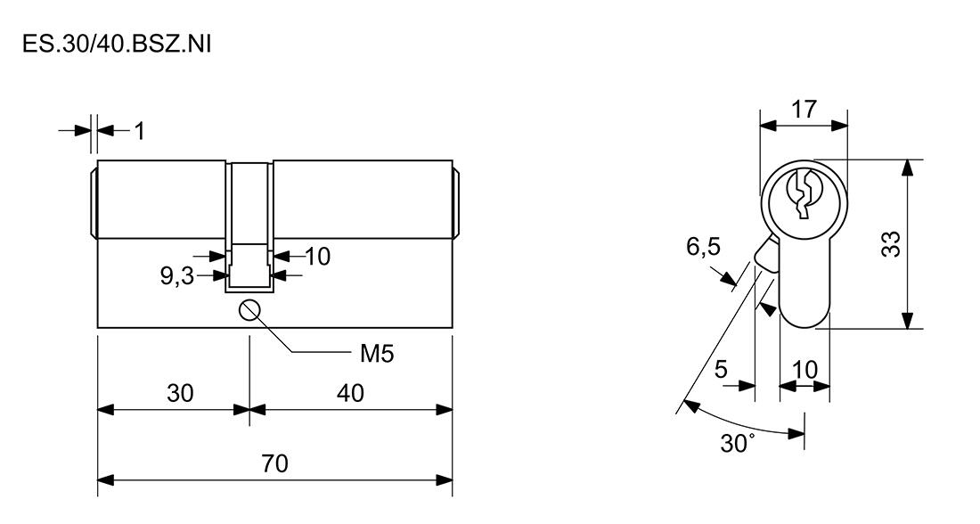 vložka cylindrická 30+40 6kl. Ni, 3.třída bezp.s prostup.spojkou RICHTER 0.3 Kg MTA MAXMIX Sklad14 495123