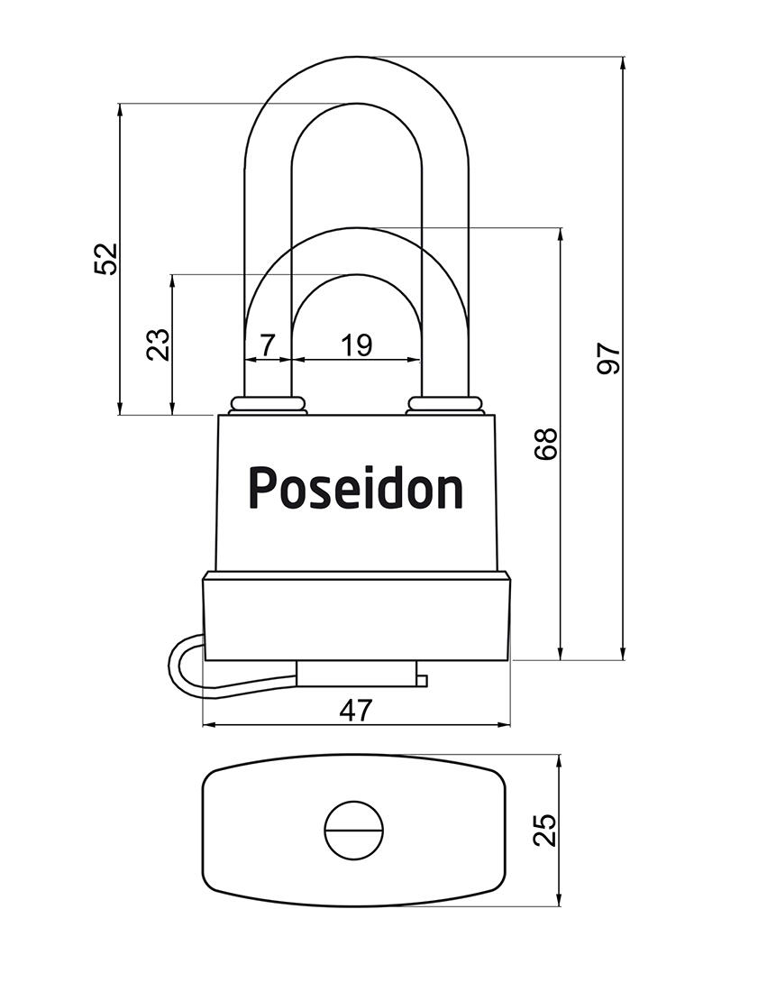 zámek visací POSEIDON 40 prodlouž.3kl.voděodolný s PH překrytem 0.19 Kg MTA MAXMIX Sklad14 495131 8592218031591