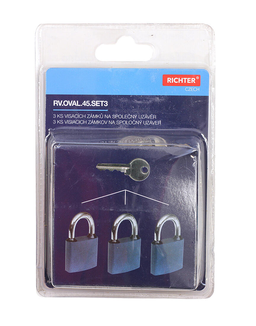 zámek visací OVAL.45 SET 3 zámků na SU 6kl. 0.59 Kg MTA MAXMIX Sklad14 495134