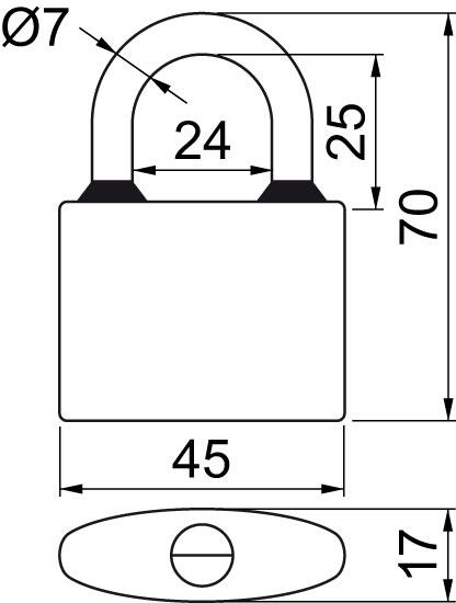 zámek visací OVAL.45 SET 3 zámků na SU 6kl. 0.59 Kg MTA MAXMIX Sklad14 495134