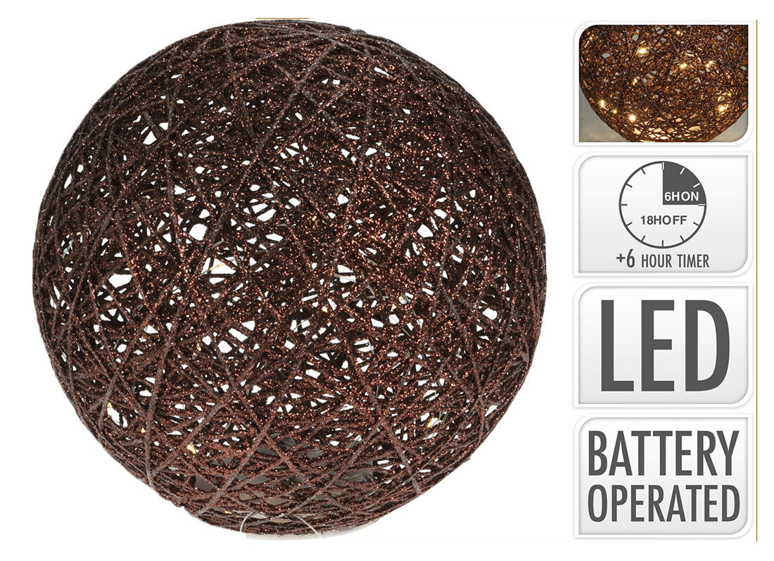 dekorace KOULE 20cm, kov., 20LED, s časovačem HN 0.1 Kg MTA MAXMIX Sklad14 386557