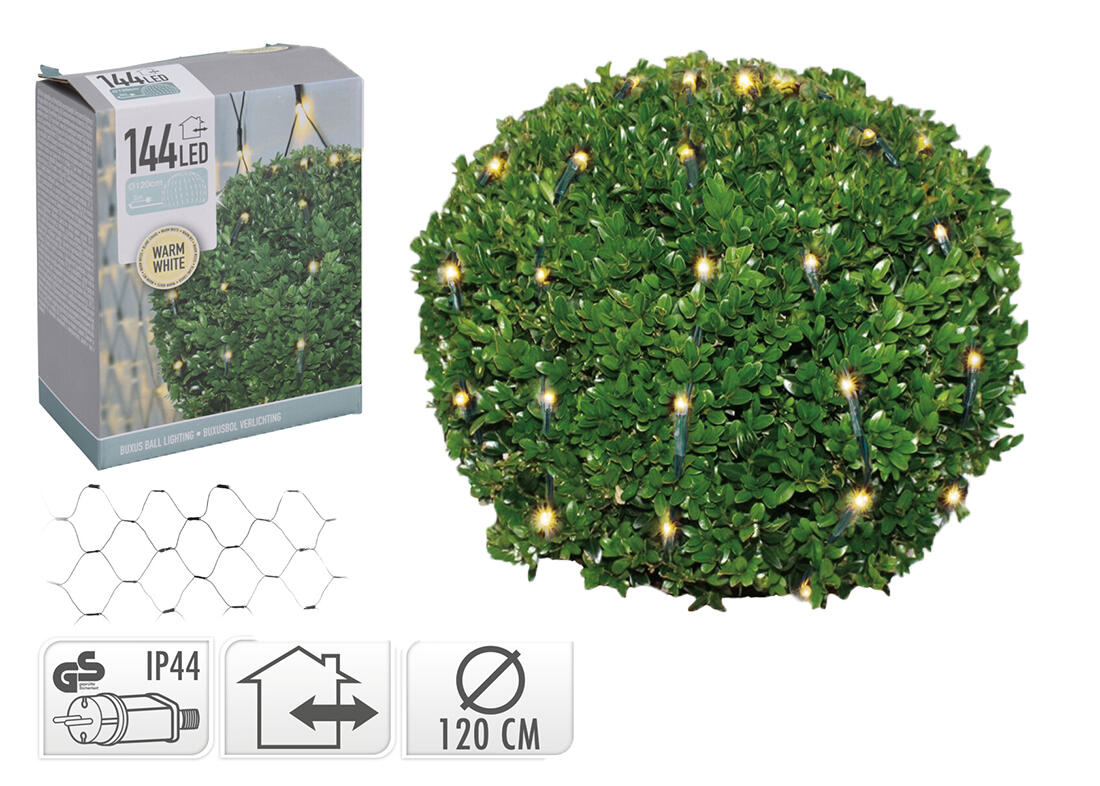 osvětlení vánoční KOULE pr.1,2m 144LED teplá BÍ, SÍŤ 0.3 Kg MTA MAXMIX Sklad14 386578