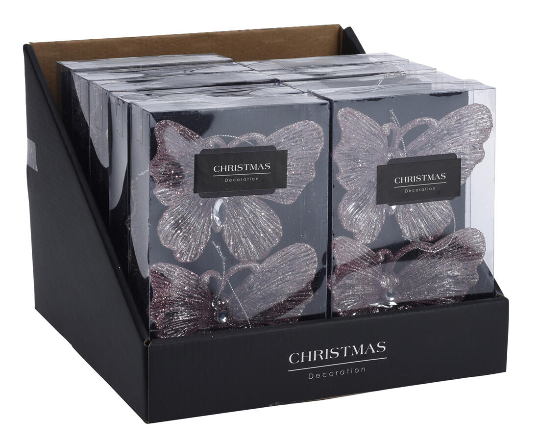 dekorace vánoční MOTÝL 11cm PH RŮŽ (2ks) 0.06 Kg MTA MAXMIX Sklad14 386594
