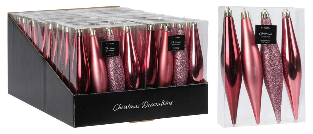 ozdoba vánoční RAMPOUCH 15cm RŮŽ mix (4ks) 0.03 Kg MTA MAXMIX Sklad14 386602