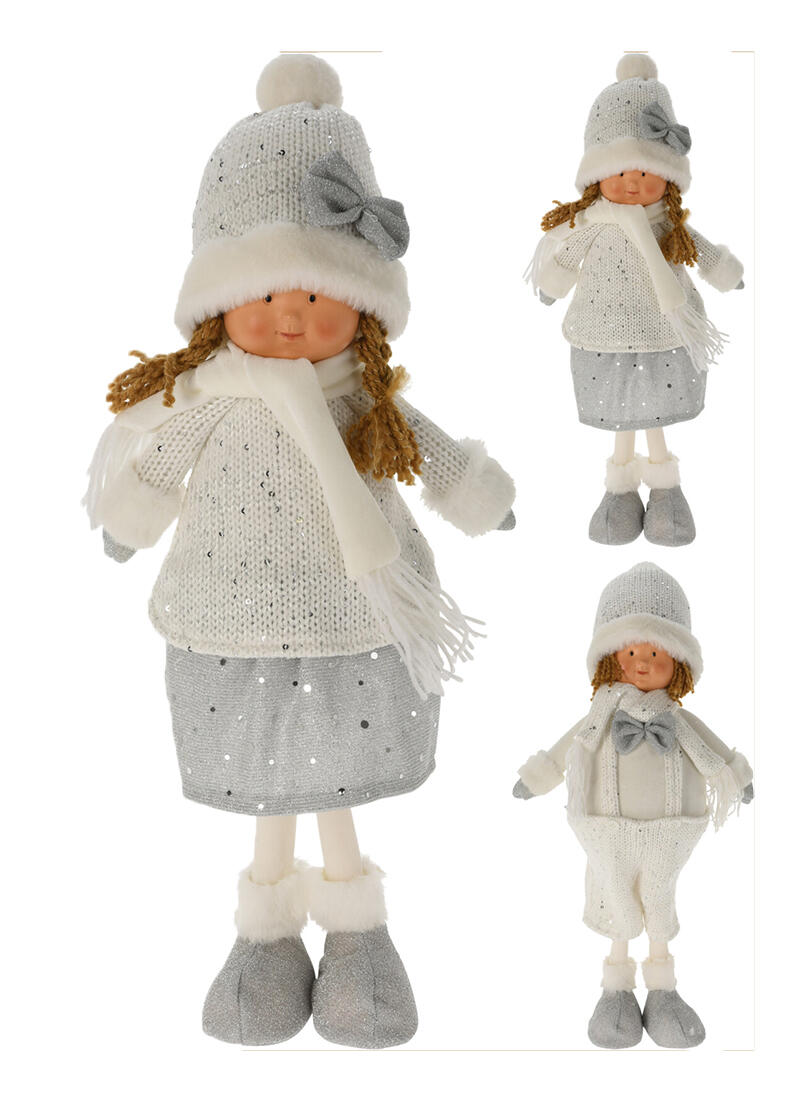 dekorace DÍVKA/CHLAPEC STOJÍCÍ 49cm BÍ/STŘ mix 0.66 Kg MTA MAXMIX Sklad14 386552