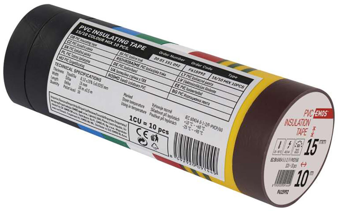 páska izolační 15mmx10m PVC mix barev (10ks) 0.03 Kg MAXMIX Sklad14 101497 66