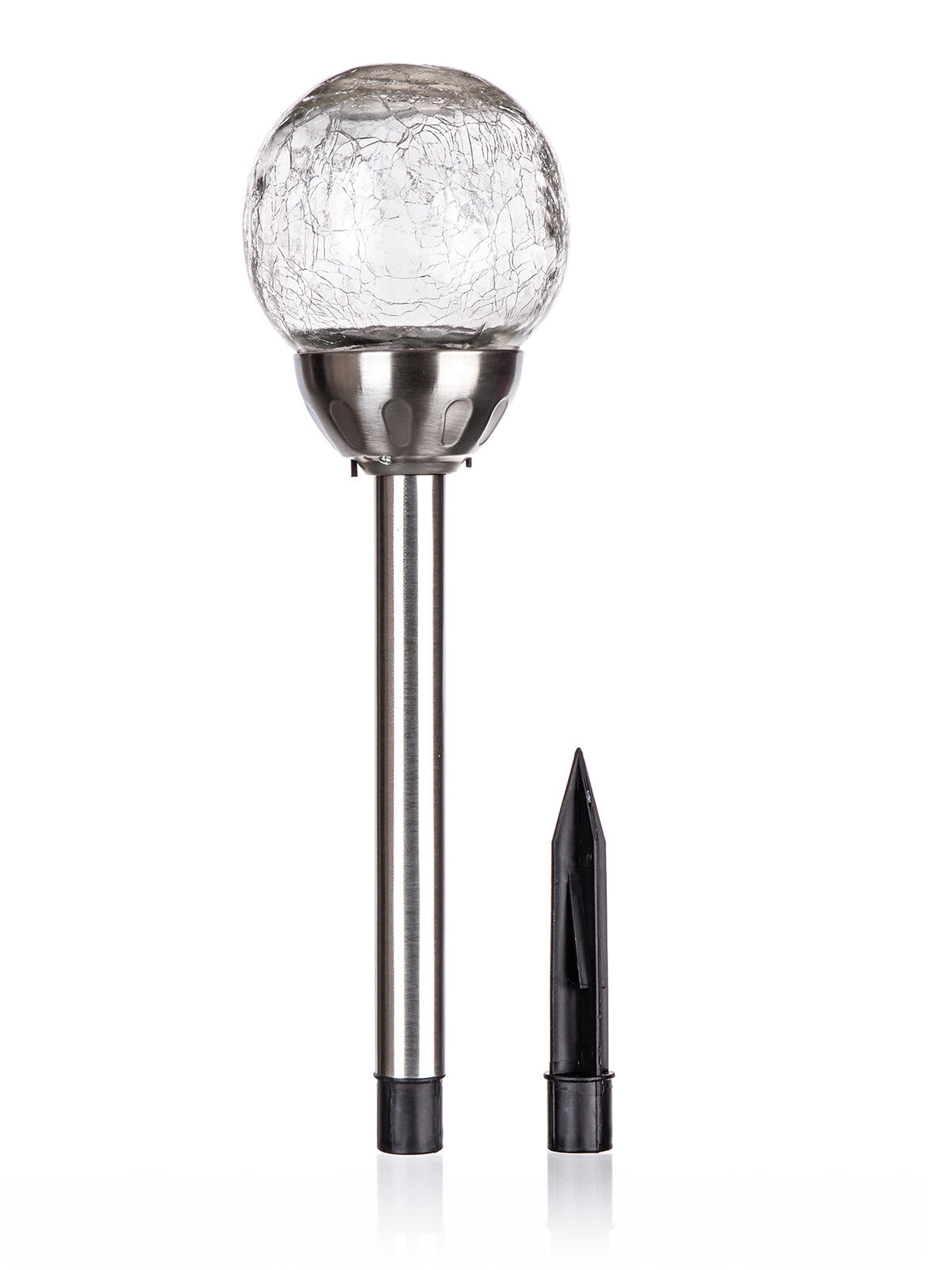 lampa solární KOULE 10cm v.38,5cm, 2LED čirá, popraskaná 0.4 Kg MTA MAXMIX Sklad14 386643