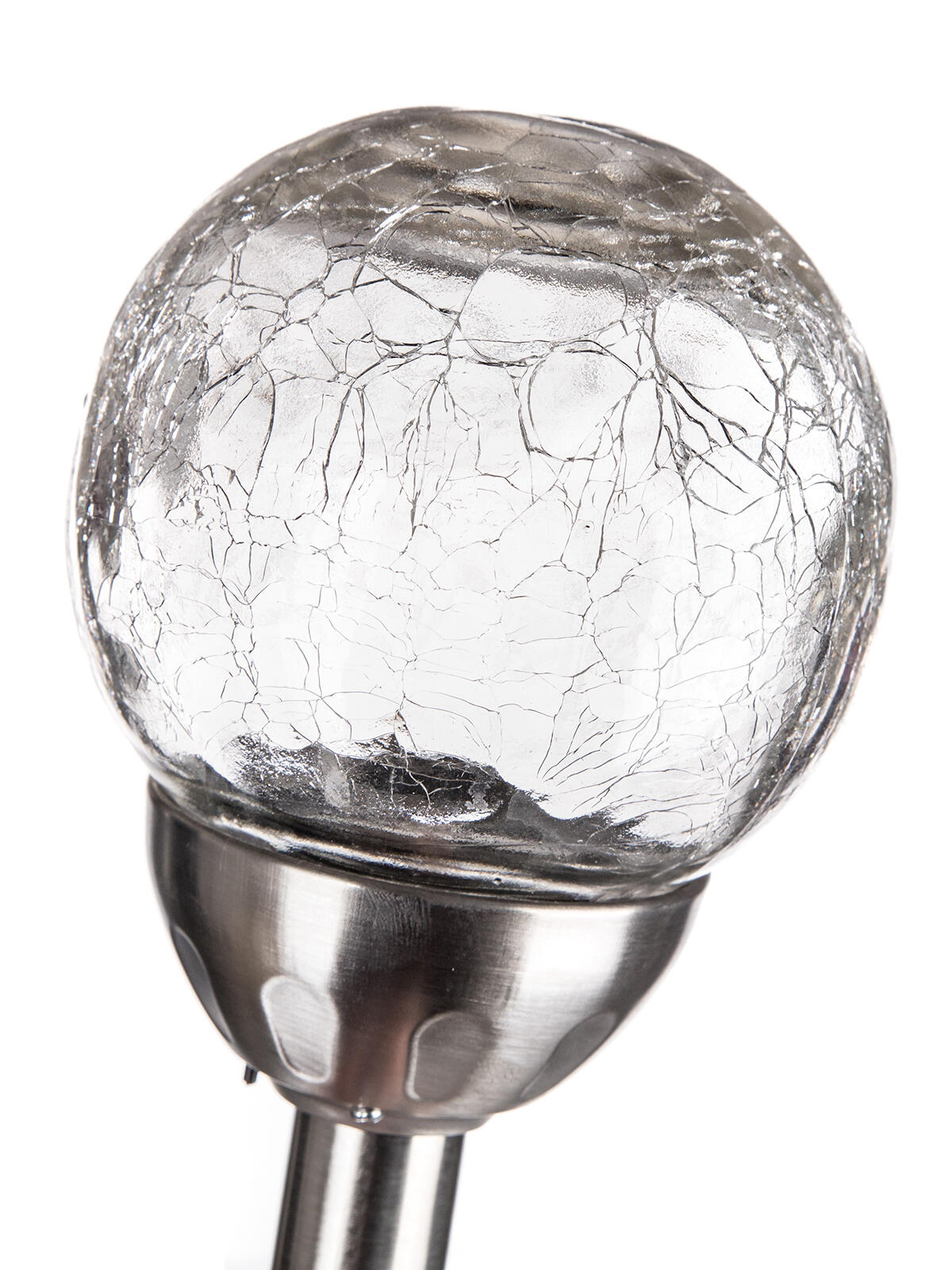 lampa solární KOULE 10cm v.38,5cm, 2LED čirá, popraskaná 0.4 Kg MTA MAXMIX Sklad14 386643