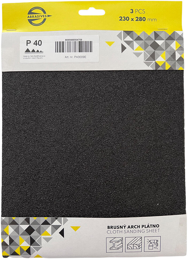 plátno brusné na kov,dřevo zr.100, 230x280mm  (3ks) 0.14 Kg MTA MAXMIX Sklad14 530567