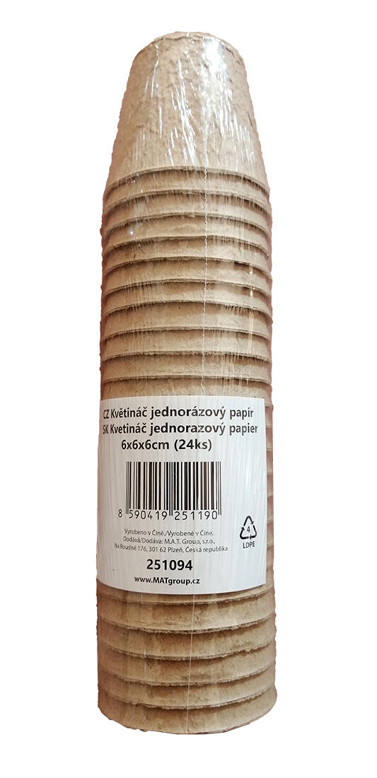 květináč jednorázový pr.6cm, v.5,6cm papír. (24ks) 0.1 Kg MTA MAXMIX Sklad14 251094