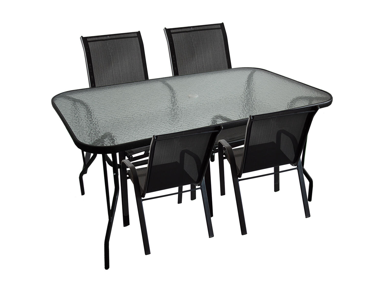 set zahradní ocel/textilén/sklo stůl + 4 židle ČER 4.5 Kg MTA MAXMIX Sklad14 797006