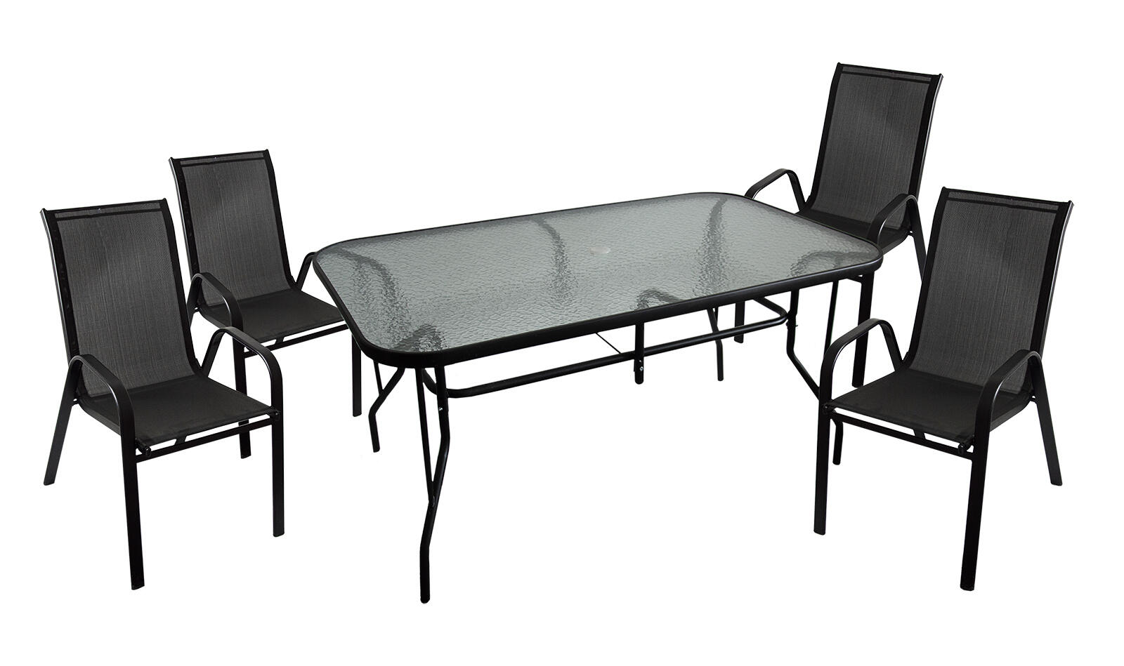 set zahradní ocel/textilén/sklo stůl + 4 židle ČER 4.5 Kg MTA MAXMIX Sklad14 797006