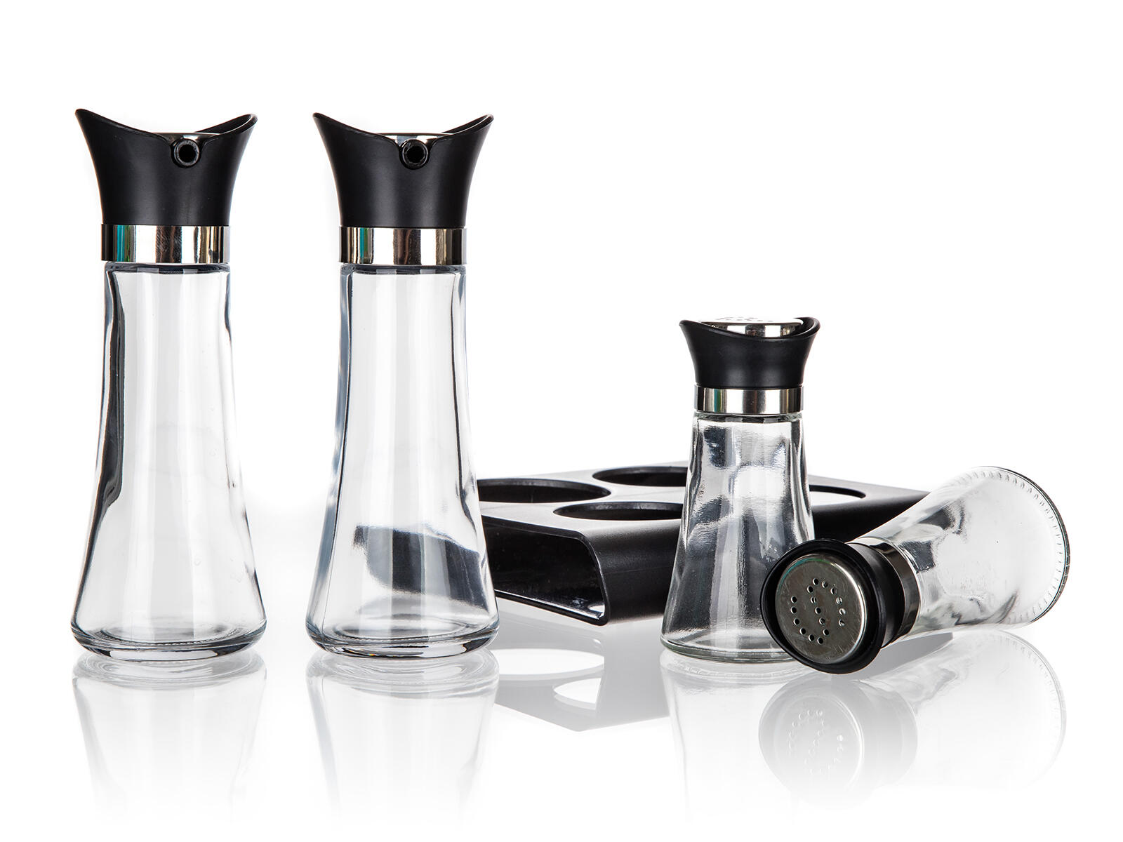 slánka a pepřenka+nádobka na olej a ocet skl./PH, se stoj. EXCELLE 0.69 Kg MTA MAXMIX Sklad14 369824