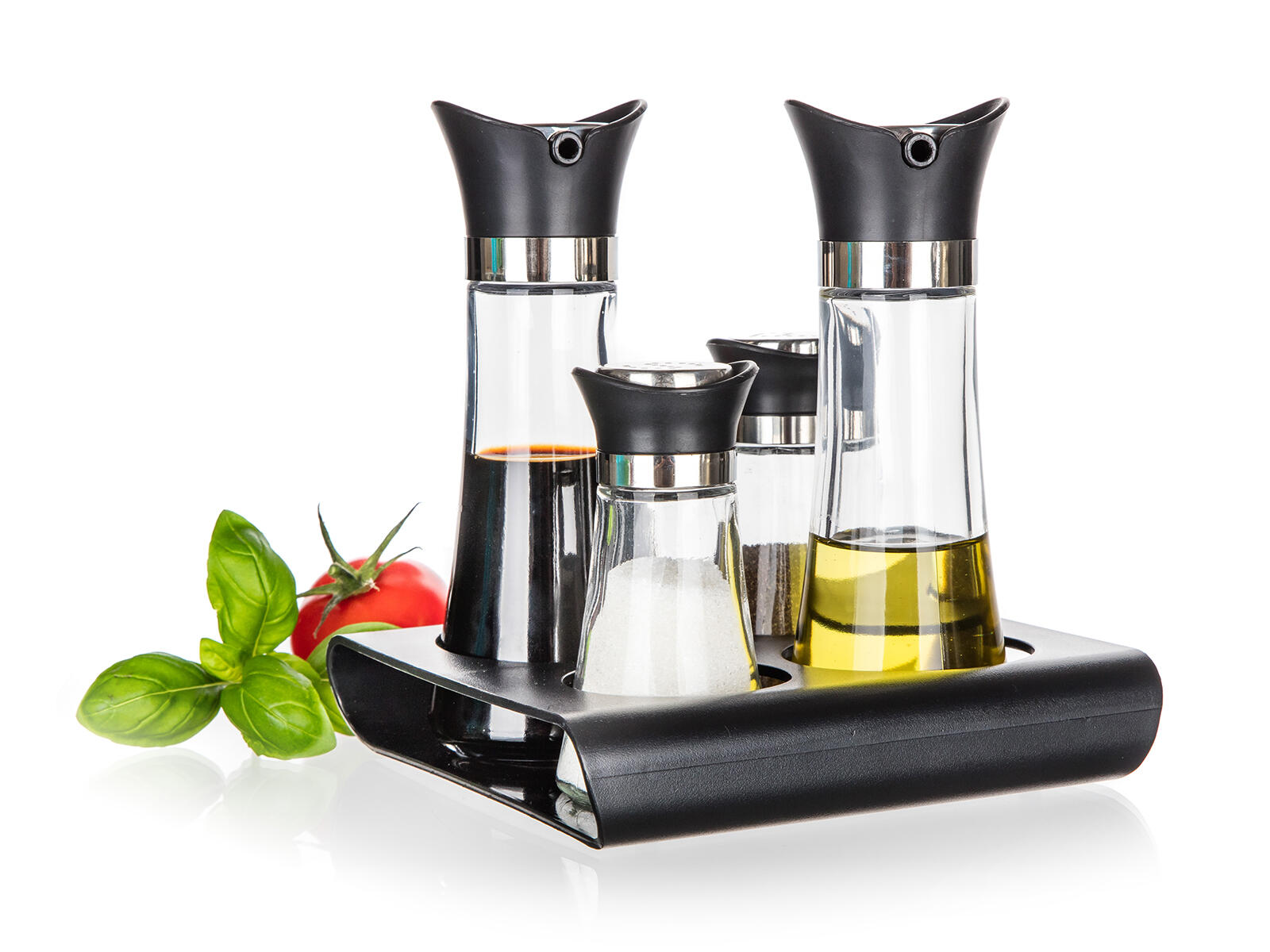 slánka a pepřenka+nádobka na olej a ocet skl./PH, se stoj. EXCELLE 0.69 Kg MTA MAXMIX Sklad14 369824