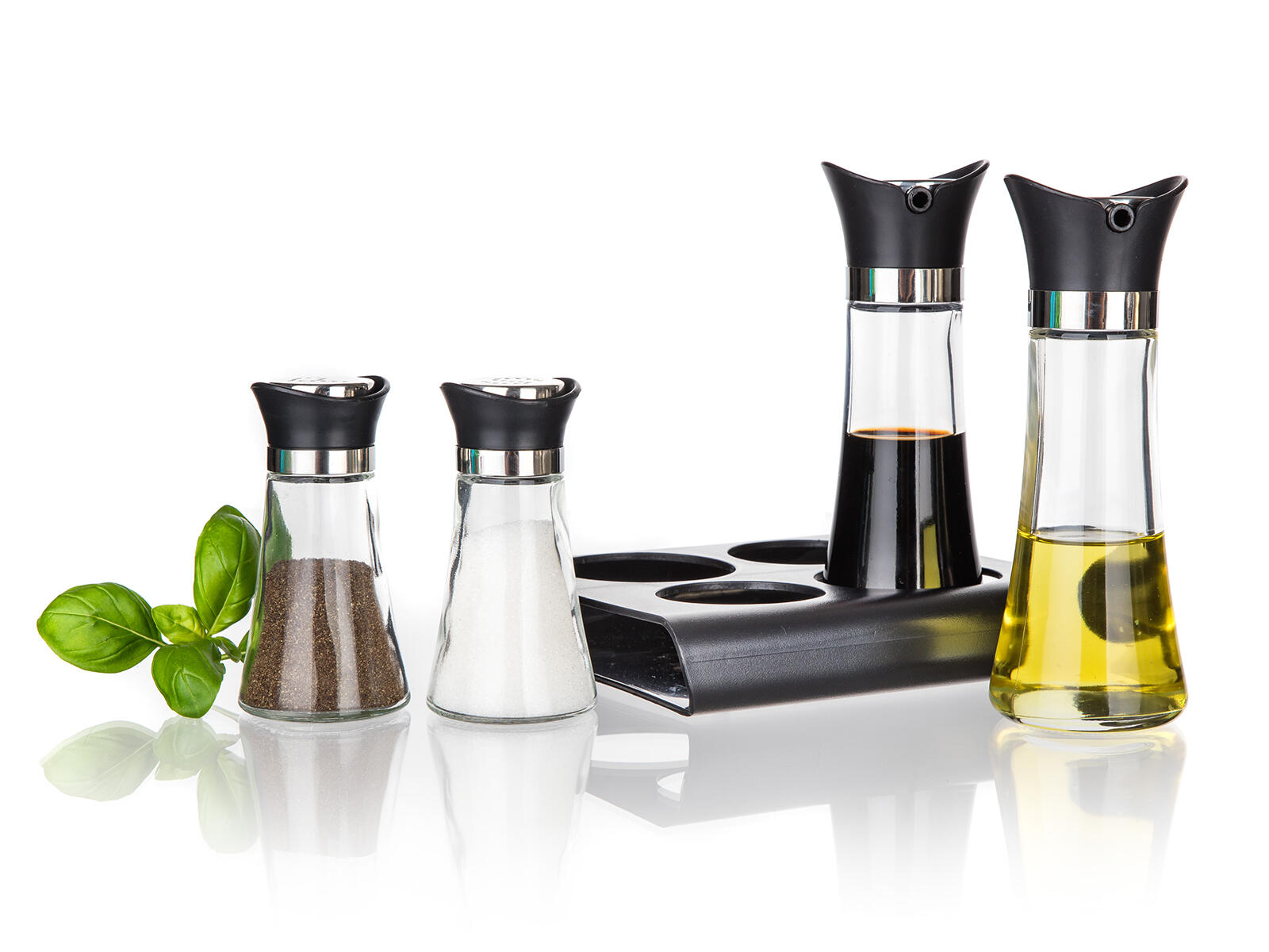 slánka a pepřenka+nádobka na olej a ocet skl./PH, se stoj. EXCELLE 0.69 Kg MTA MAXMIX Sklad14 369824