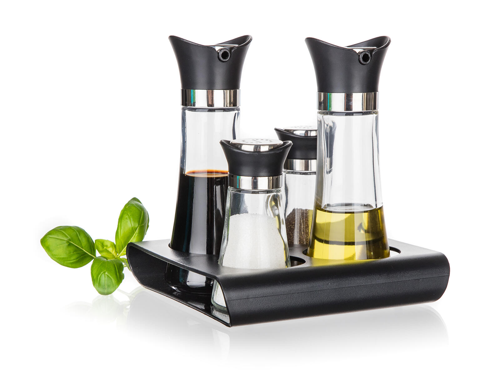 slánka a pepřenka+nádobka na olej a ocet skl./PH, se stoj. EXCELLE 0.69 Kg MTA MAXMIX Sklad14 369824