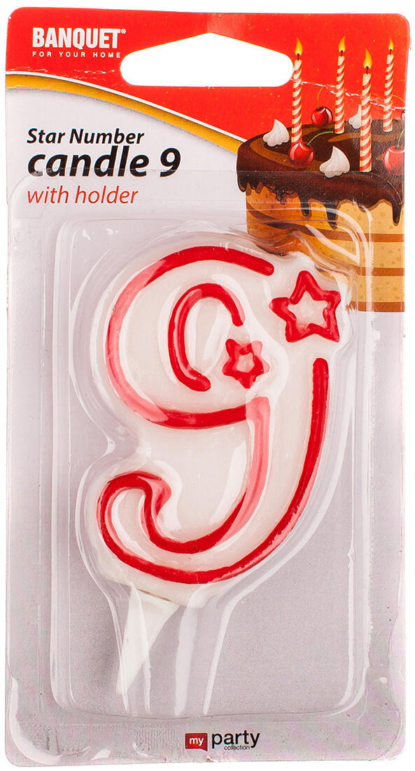svíčka číslo 9, 7x4,5cm MY PARTY 0.02 Kg MTA MAXMIX Sklad14 369886
