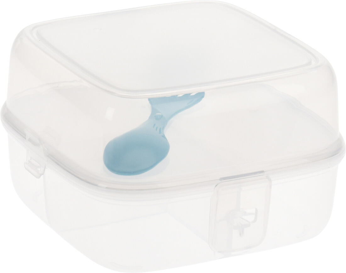 box svačinový 15,5x15x9,5cm s klick uz.,dělený+příbor PH TRA/mix barev 0.19Kg MAT MAXMIX Sklad14 386670