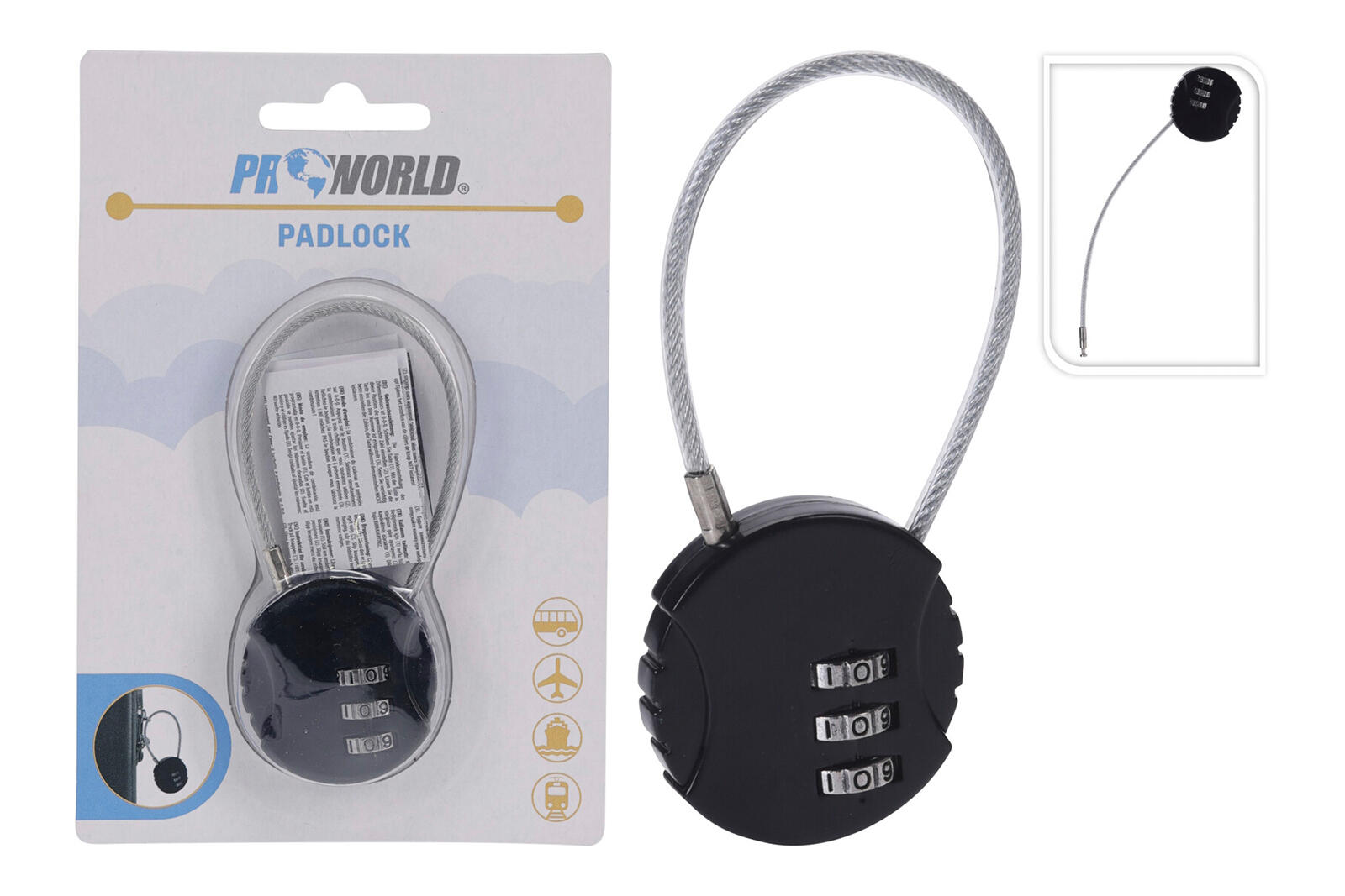 zámek na zavazadlo 9x3,8x1,2cm lankový, kódový 0.03 Kg MTA MAXMIX Sklad14 386713 8719202455083
