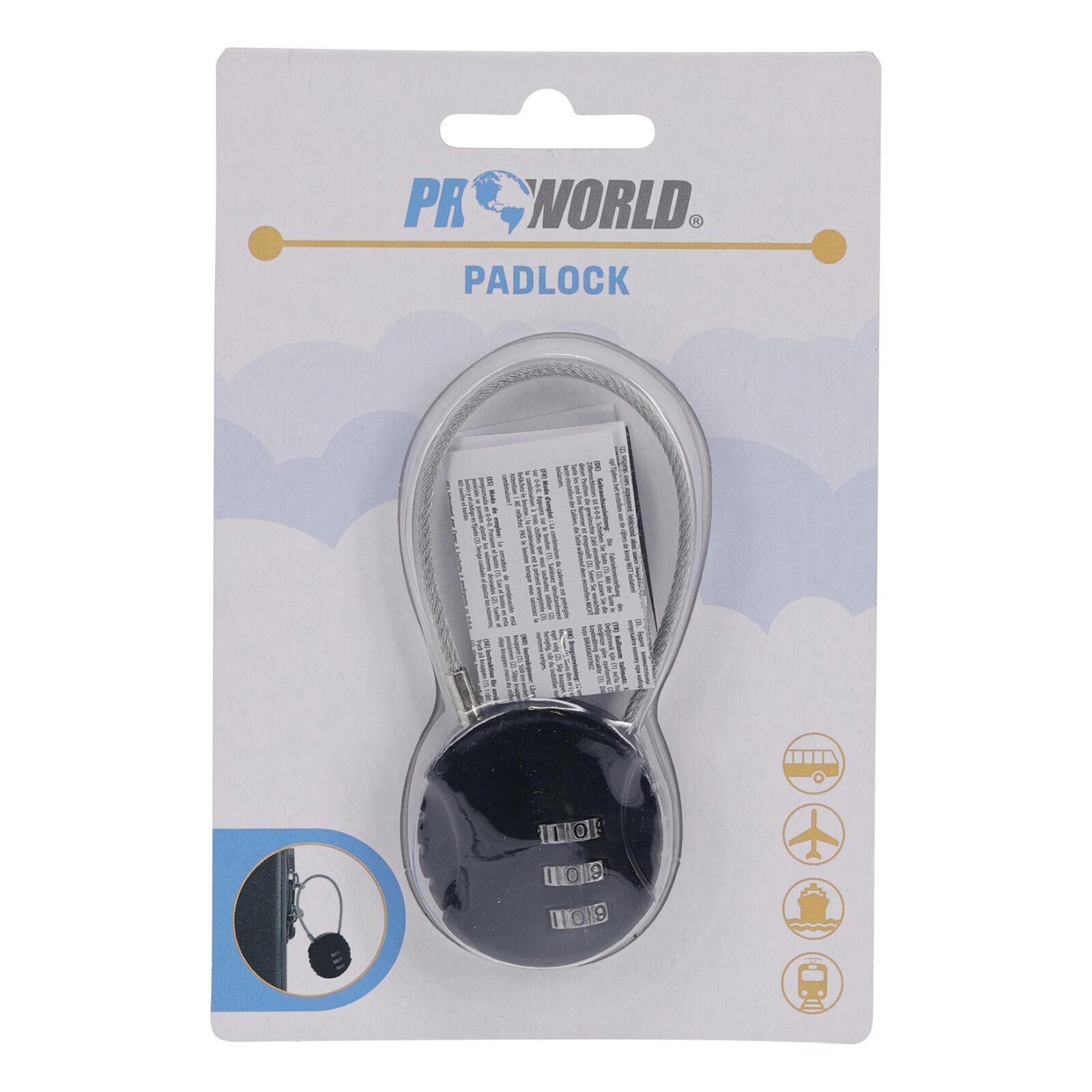 zámek na zavazadlo 9x3,8x1,2cm lankový, kódový 0.03 Kg MTA MAXMIX Sklad14 386713 8719202455083