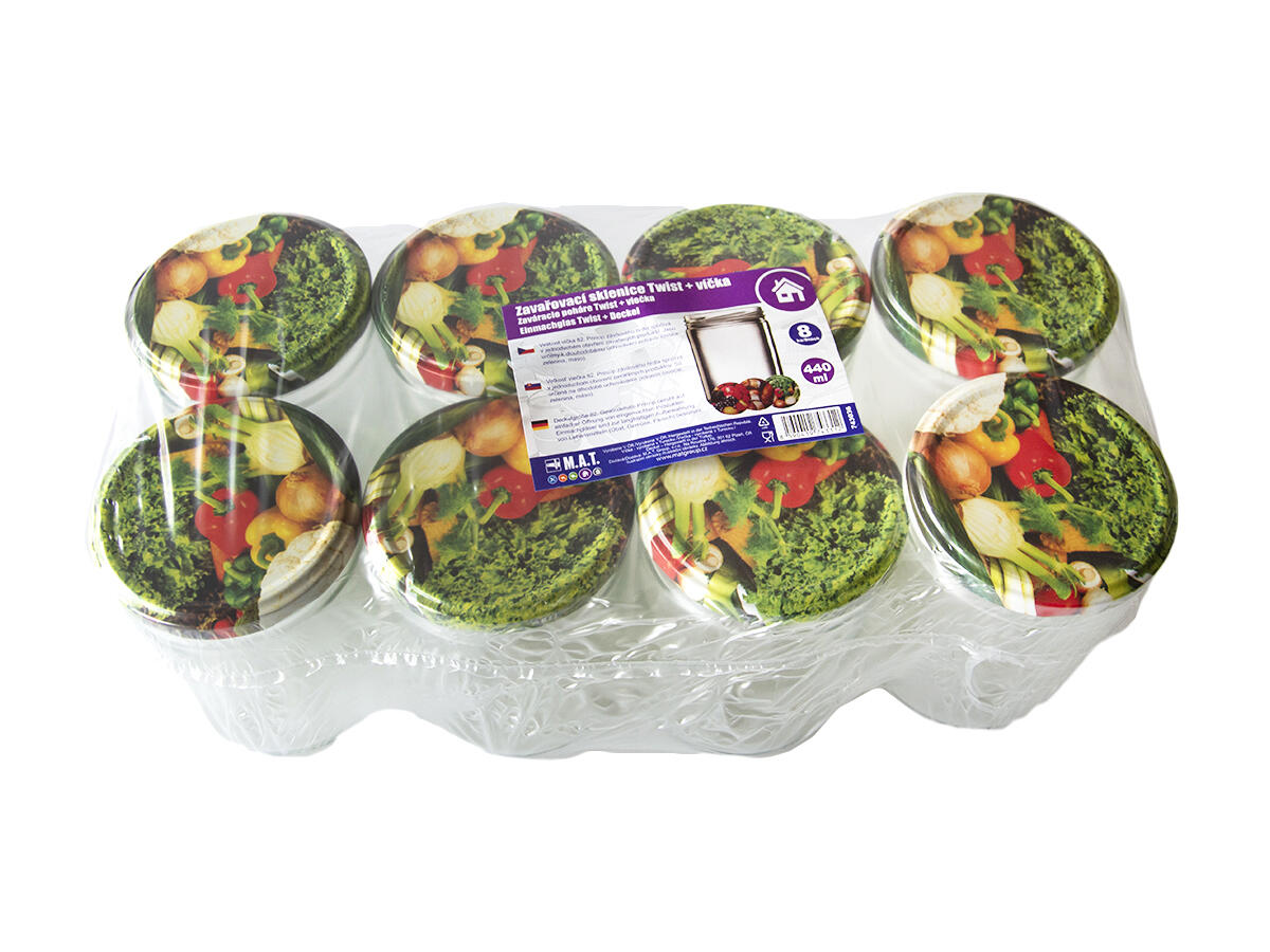 sklenice zavařovací  440ml TWIST 82 + víčka mix (8ks) 2.02 Kg MTA MAXMIX Sklad14 743036