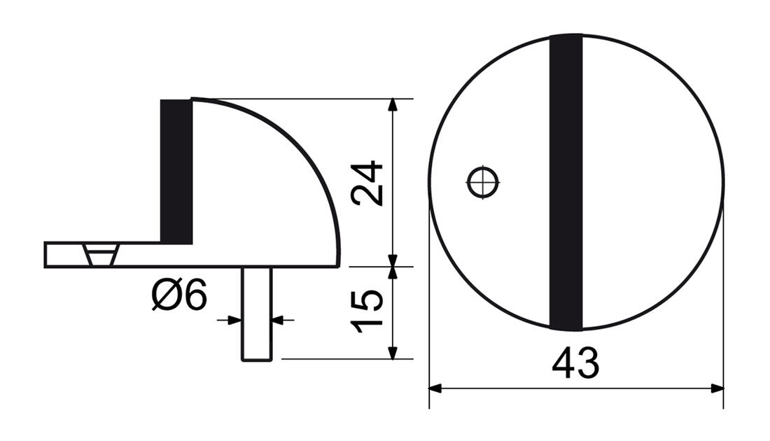 zarážka dveřní 43x24mm nerez, matný povrch 0.06 Kg MTA MAXMIX Sklad14 495146