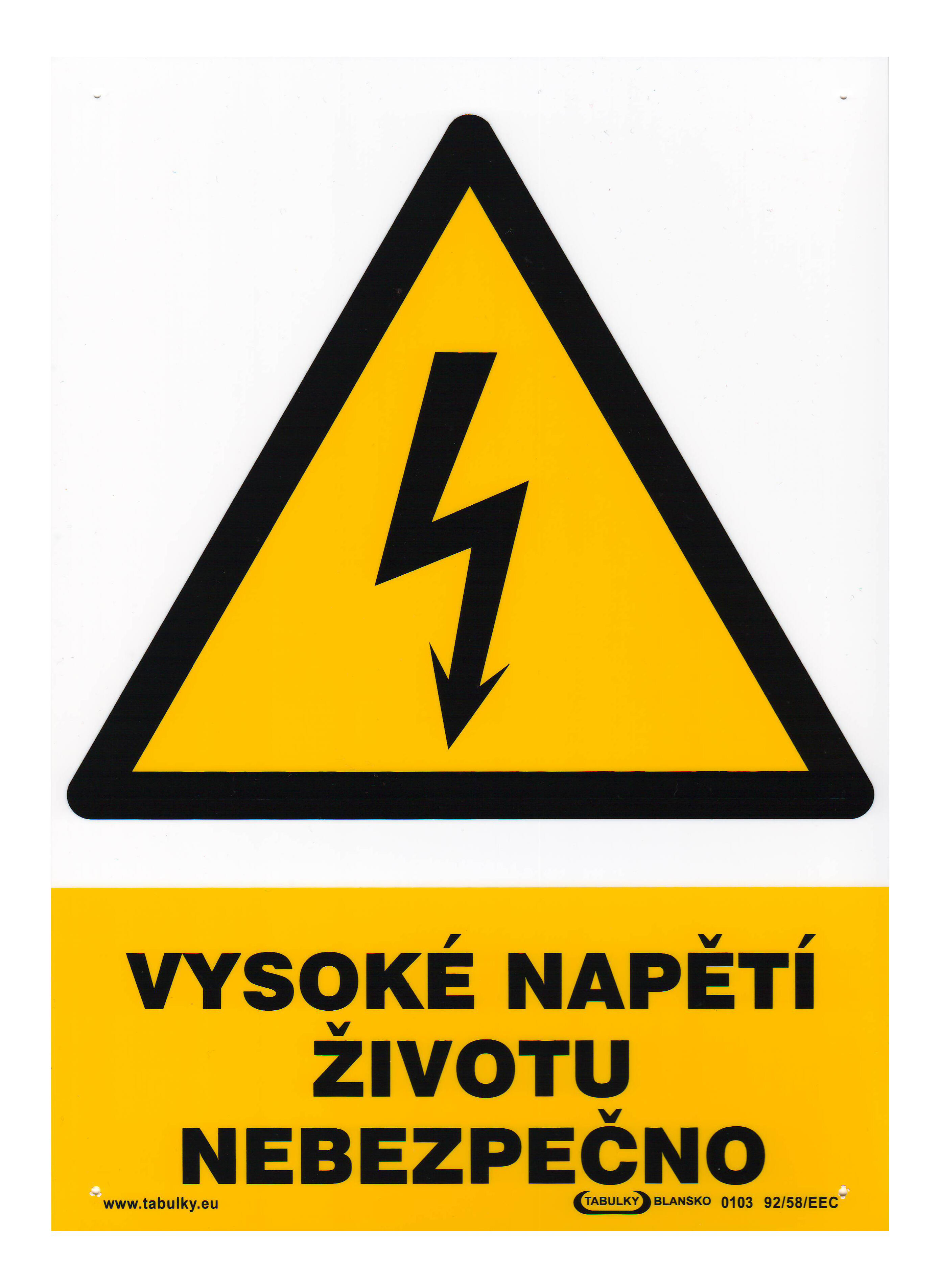 tabulka - VYSOKÉ NAPĚTÍ - ŽIVOTU NEBEZPEČNO 210x297mm (A4) PH 0.04 Kg MTA MAXMIX Sklad14 588978