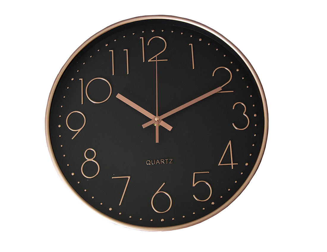 hodiny nástěnné pr.30cm,3D ciferník,PH,sklo,kov RŮŽ-ZLA/ČER 0.55 Kg MAXMIX Sklad14 615027 85