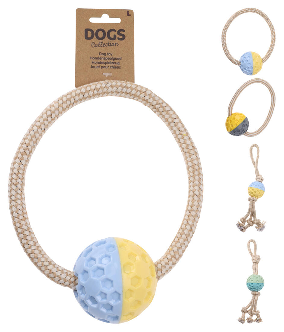 hračka pro psa MÍČEK S LANEM (40x8x8cm/19x21x8cm) mix TPR/BAVLNA 0.18 Kg MTA MAXMIX Sklad14 386731