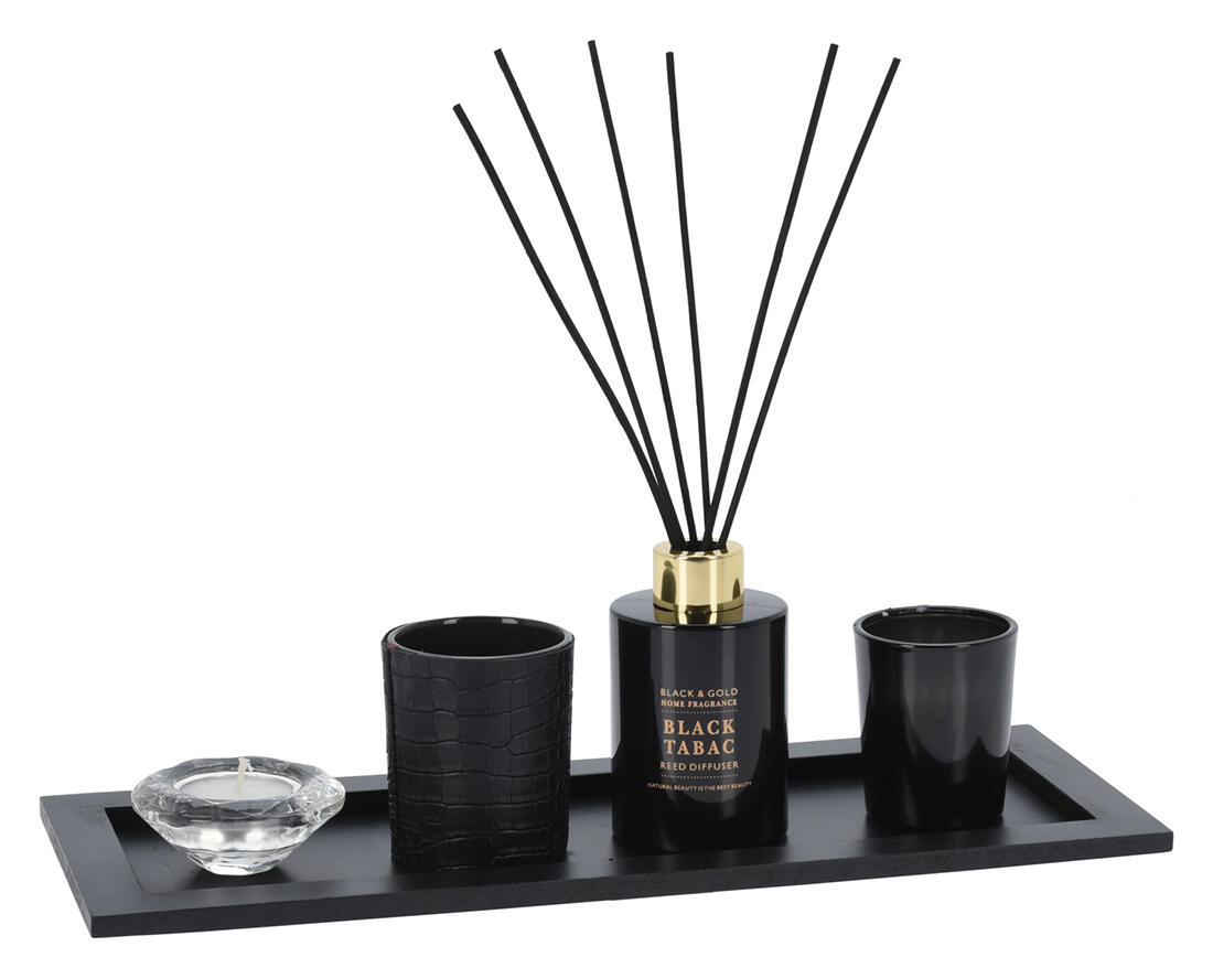 svícen/diffuser 38x15x0,95cm 5 dílů, dřevo/sklo 0.73 Kg MTA MAXMIX Sklad14 386757