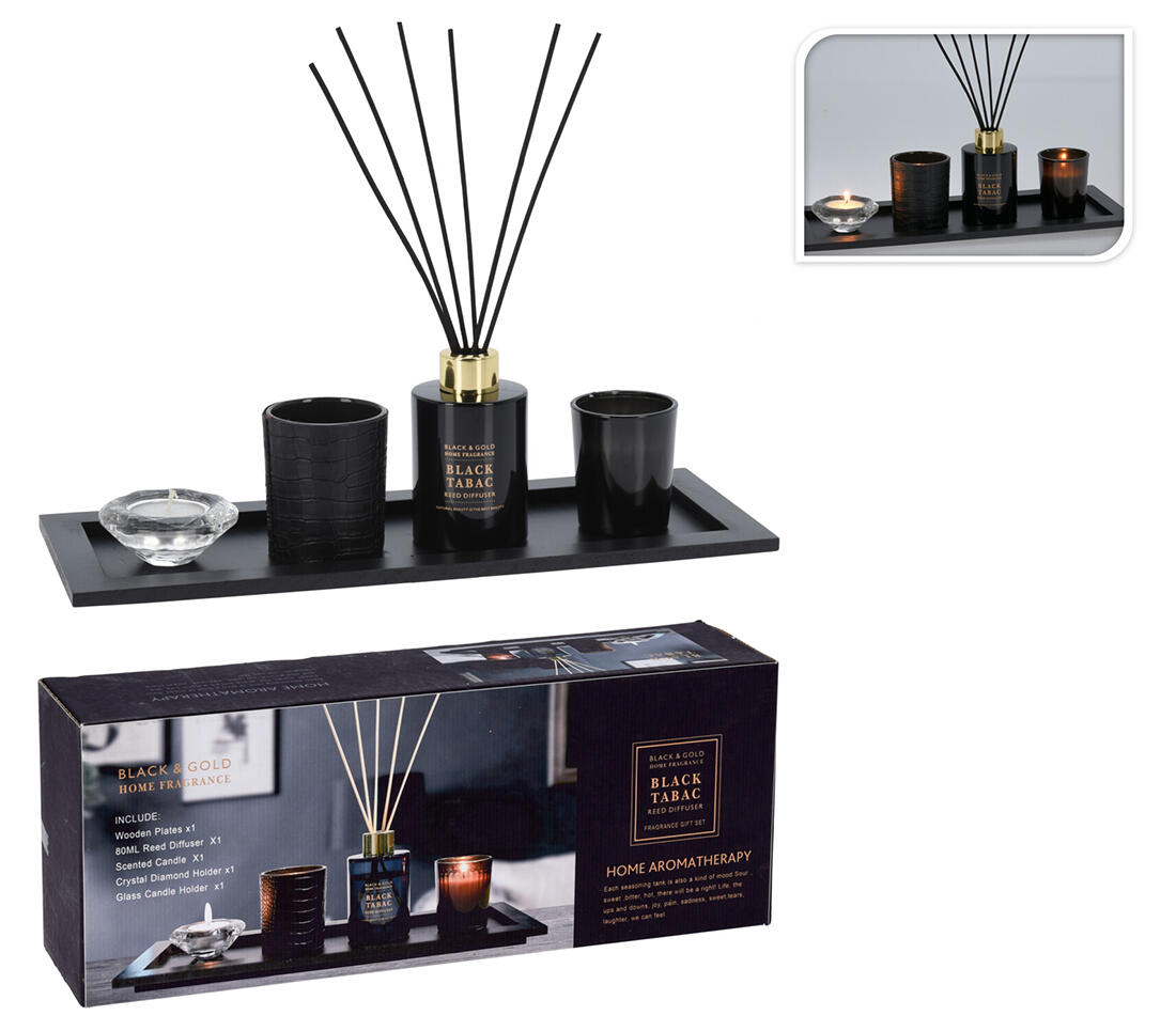 svícen/diffuser 38x15x0,95cm 5 dílů, dřevo/sklo 0.73 Kg MTA MAXMIX Sklad14 386757