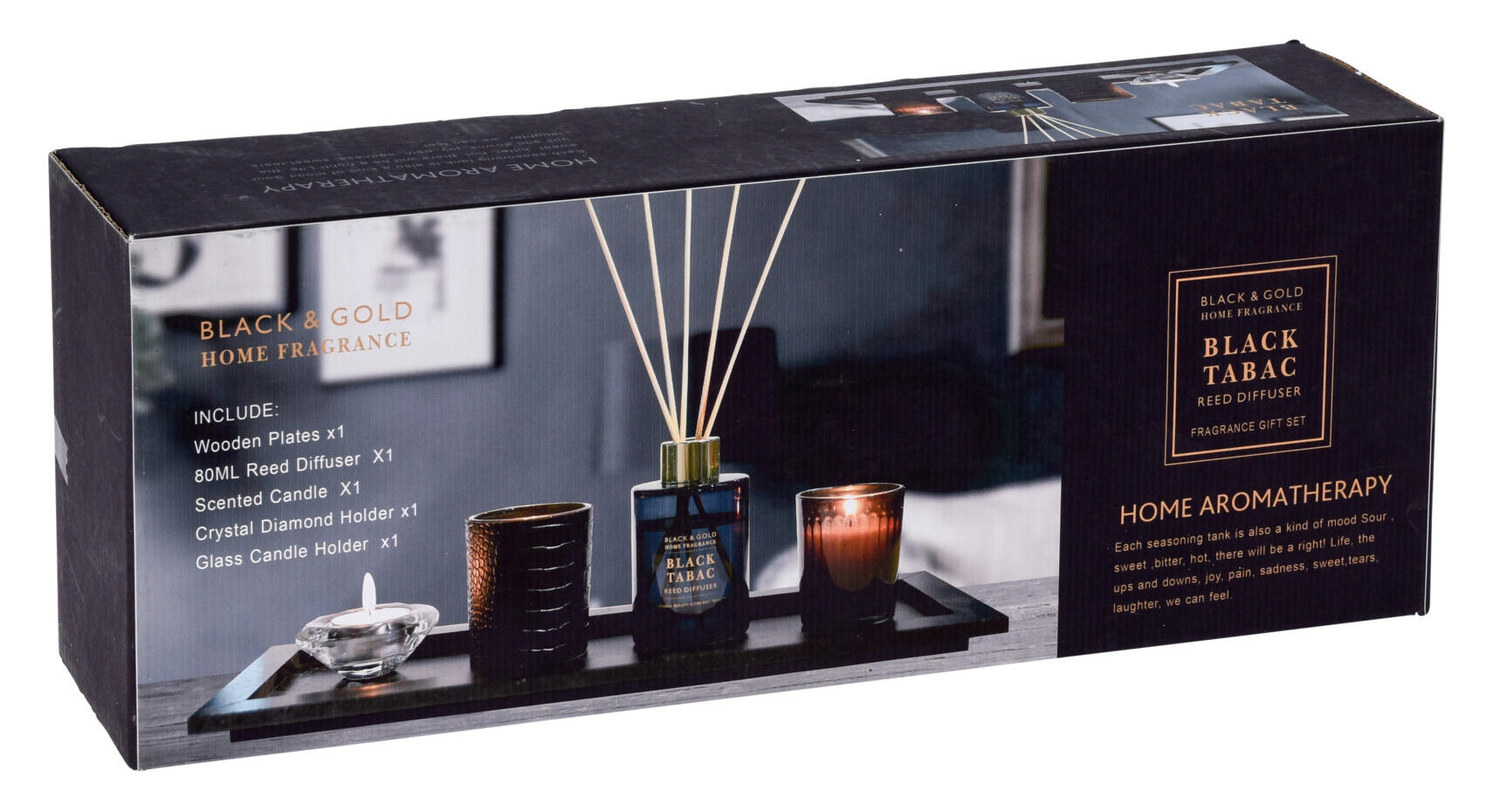 svícen/diffuser 38x15x0,95cm 5 dílů, dřevo/sklo 0.73 Kg MTA MAXMIX Sklad14 386757