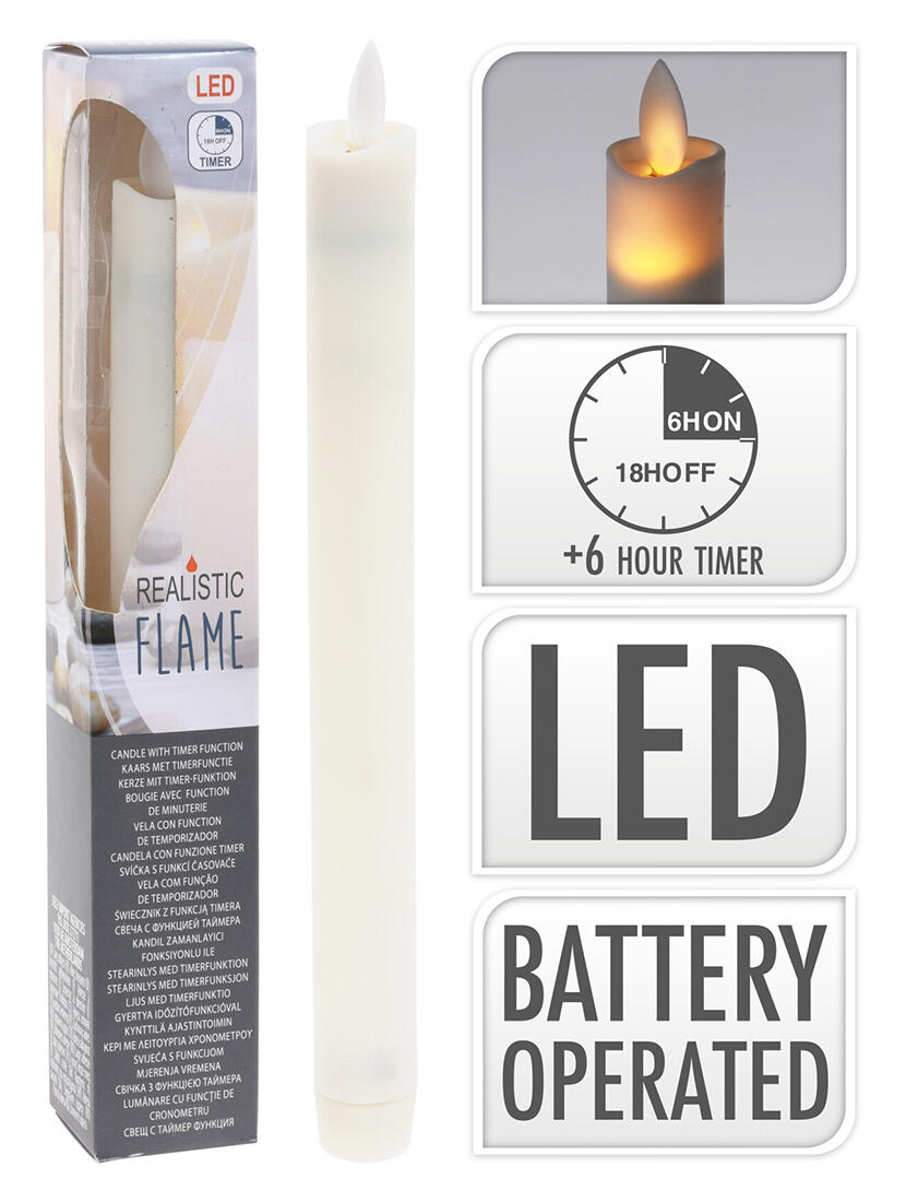 svíčka LED v.23cm, blikající plamen, časovač, SLON.KOST 0.05 Kg MTA MAXMIX Sklad14 386764