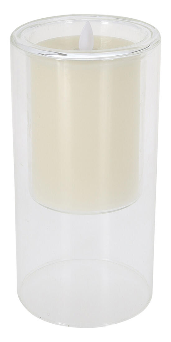 svíčka LED pr.10x20cm, blikající plamen, ve skle, IVORY 0.58 Kg MTA MAXMIX Sklad14 386806