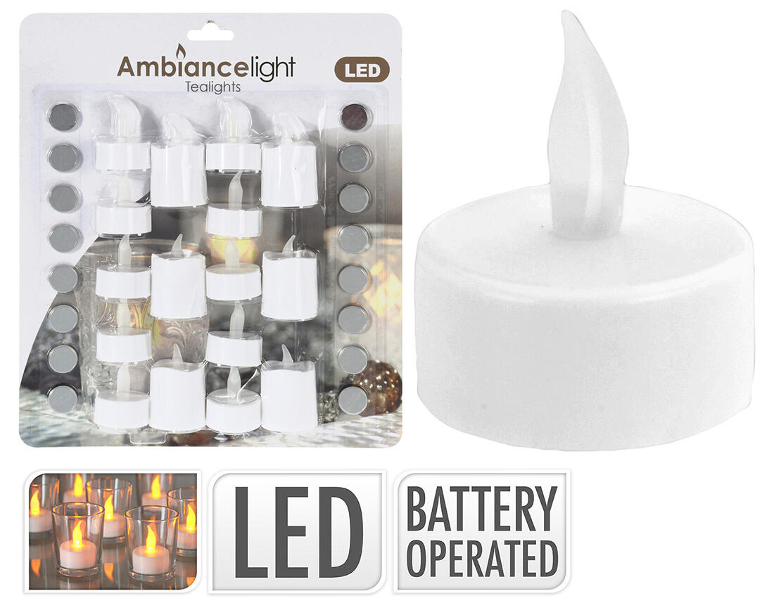svíčka čajová LED pr 3,5cm BÍ (16ks mix) s bateriemi 0.18 Kg MTA MAXMIX Sklad14 386807