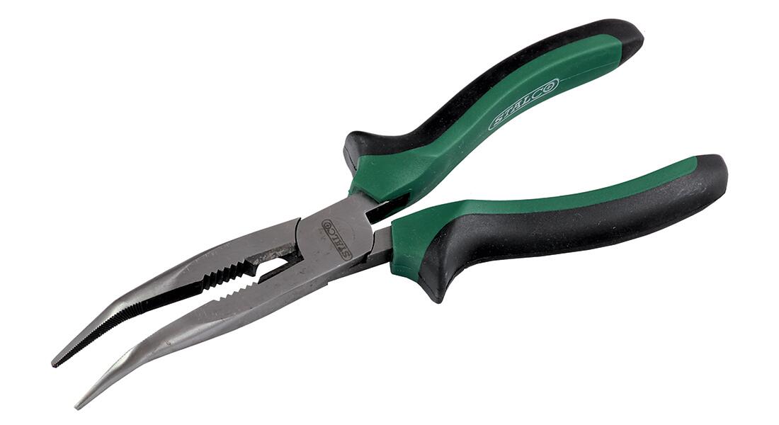 kleště s dlouhými čelistmi, zahnuté 160mm  STALCO 0.17Kg MAT MAXMIX Sklad14 673418