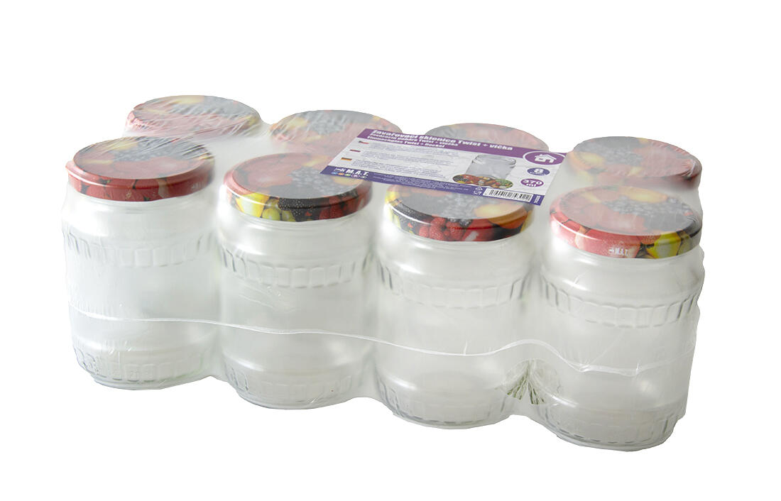 sklenice zavařovací  370ml TWIST 66 + víčka OVOCE (8ks) 1.44 Kg MTA MAXMIX Sklad14 743026