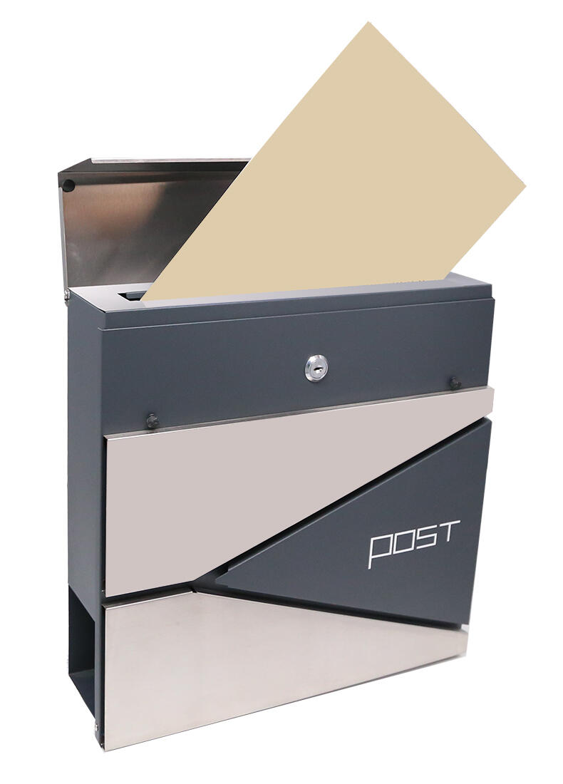 schránka poštovní 371x362x105mm Zn+nerez s otvorem na noviny 2.8 Kg MTA MAXMIX Sklad14 524111