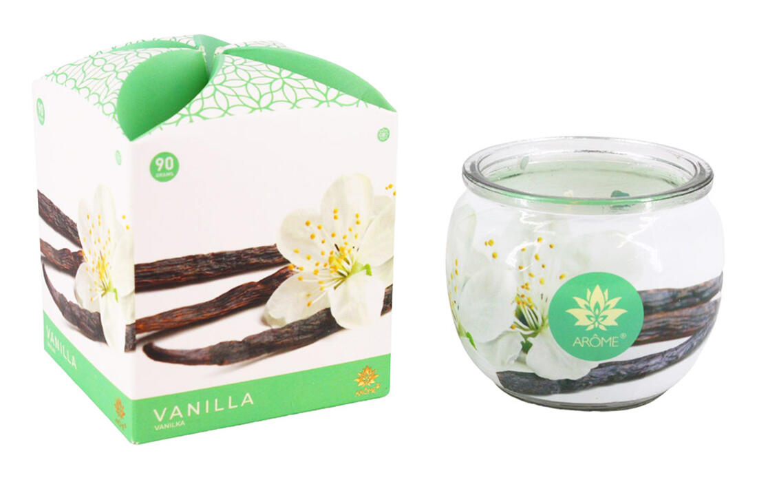 svíčka vonná sklo VANILKA 90g (hoří 22hod) 0.09 Kg MTA MAXMIX Sklad14 399606