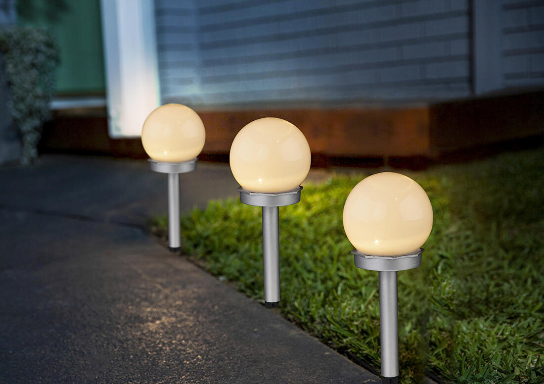 lampa solární KOULE 10cm v.34cm, 1LED BÍ/STŘ PH 0.07 Kg MTA MAXMIX Sklad14 797451