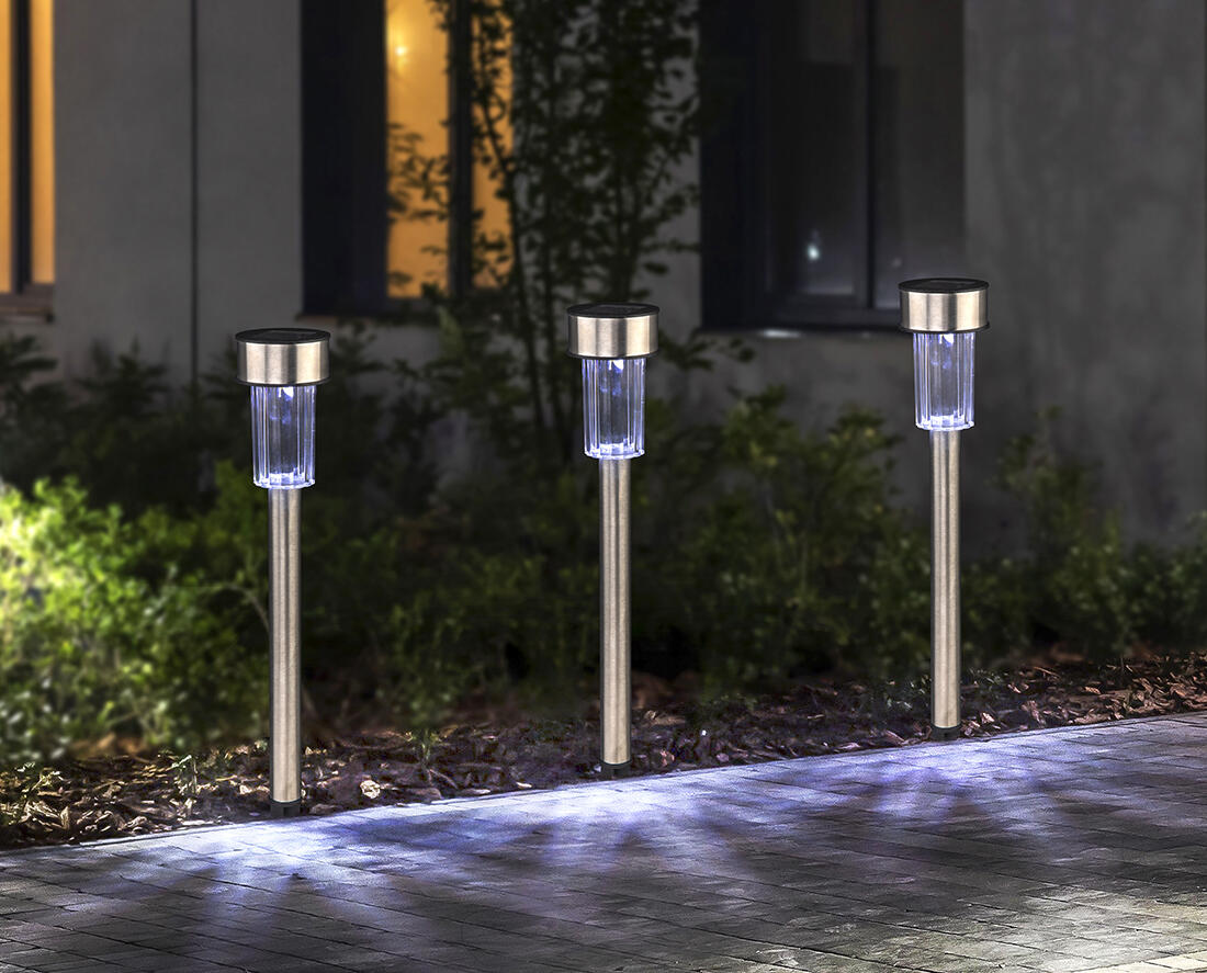 lampa solární pr. 4,7/5,5cm v.36,5cm, 1LED nerez/PH 0.07 Kg MTA MAXMIX Sklad14 797453