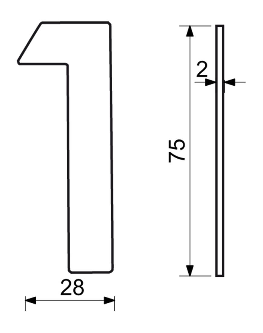číslo domovní č.1  75mm nerez ČER 0.02 Kg MTA MAXMIX Sklad14 495155