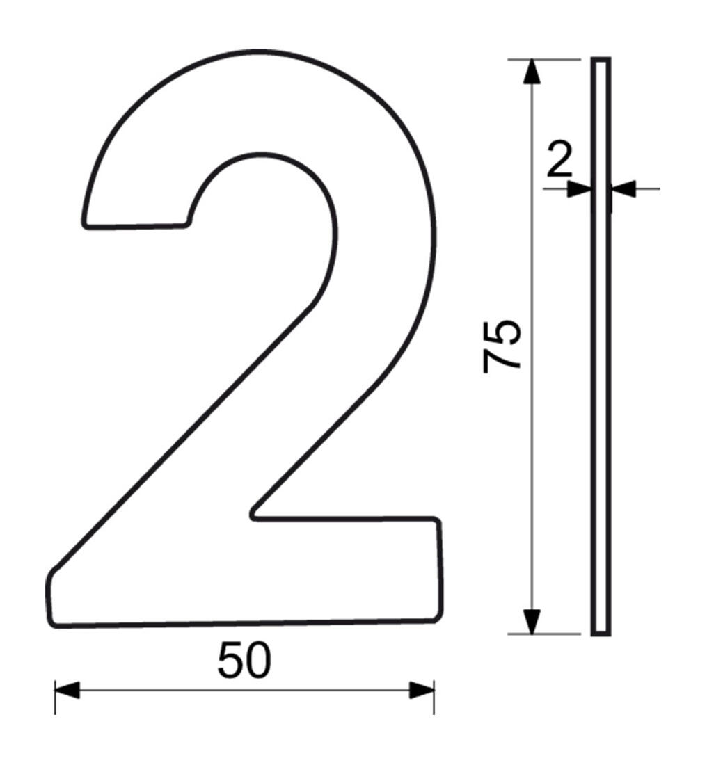 číslo domovní č.2  75mm nerez ČER 0.03 Kg MTA MAXMIX Sklad14 495156
