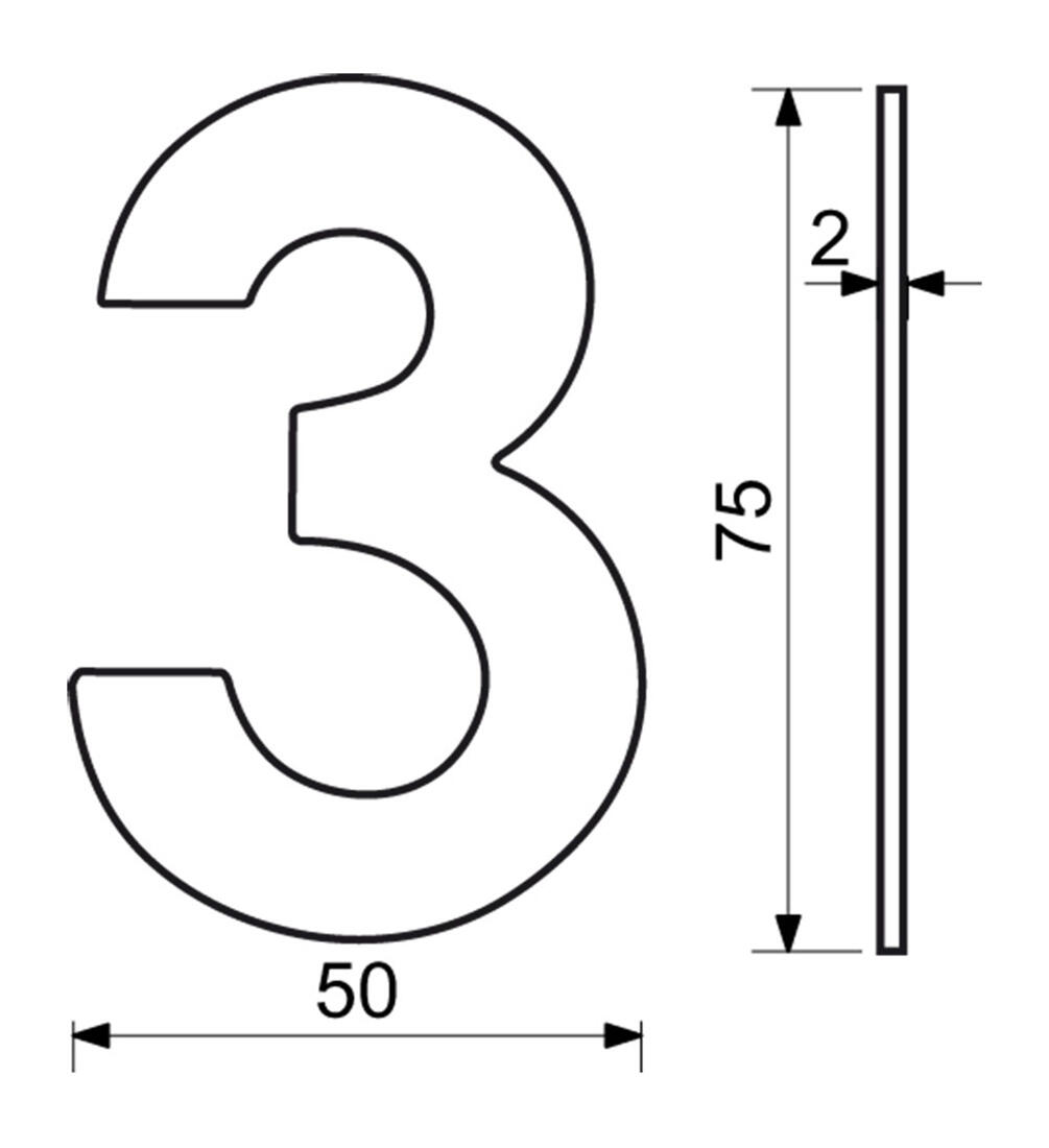 číslo domovní č.3  75mm nerez ČER 0.03 Kg MTA MAXMIX Sklad14 495157