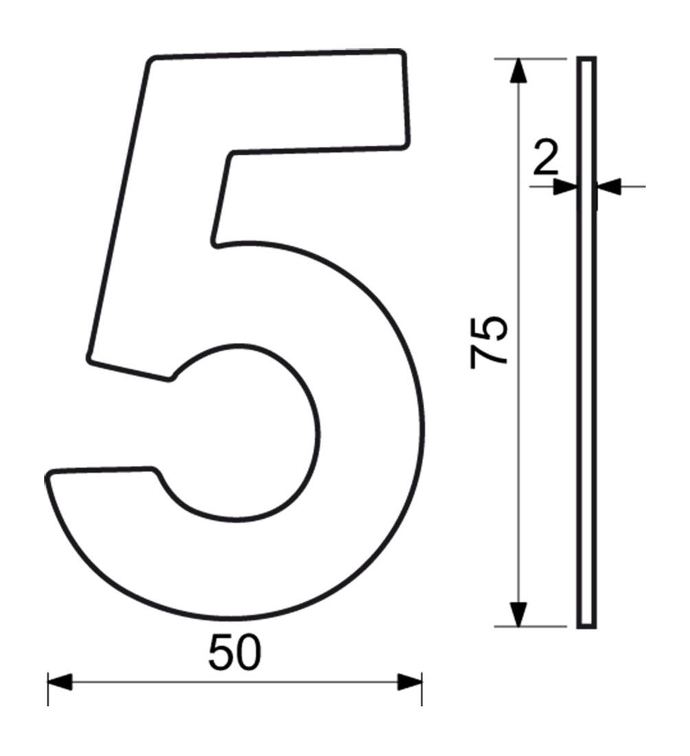 číslo domovní č.5  75mm nerez ČER 0.03 Kg MTA MAXMIX Sklad14 495159